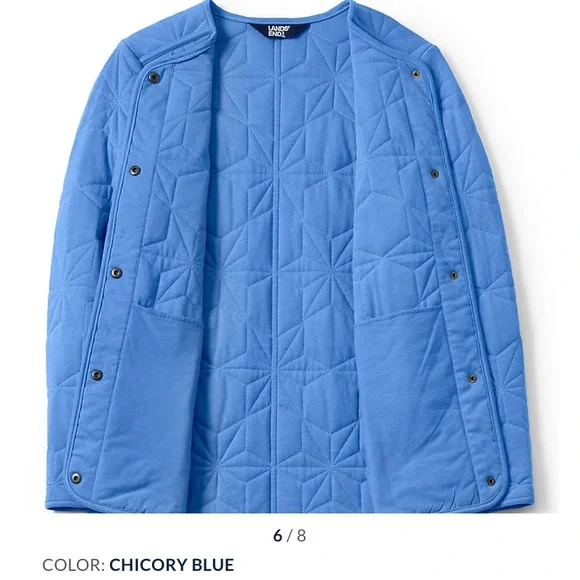 Lands’ End Bright Blue Quilted Insulated Jacket Snaps Barn Jacket - Picture 14 of 14